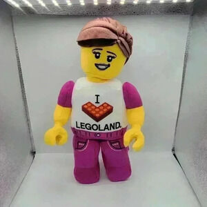 I LOVE LEGOLAND Girl Figure Plush Purple White Yellow Soft Toy Tall 12"Approx